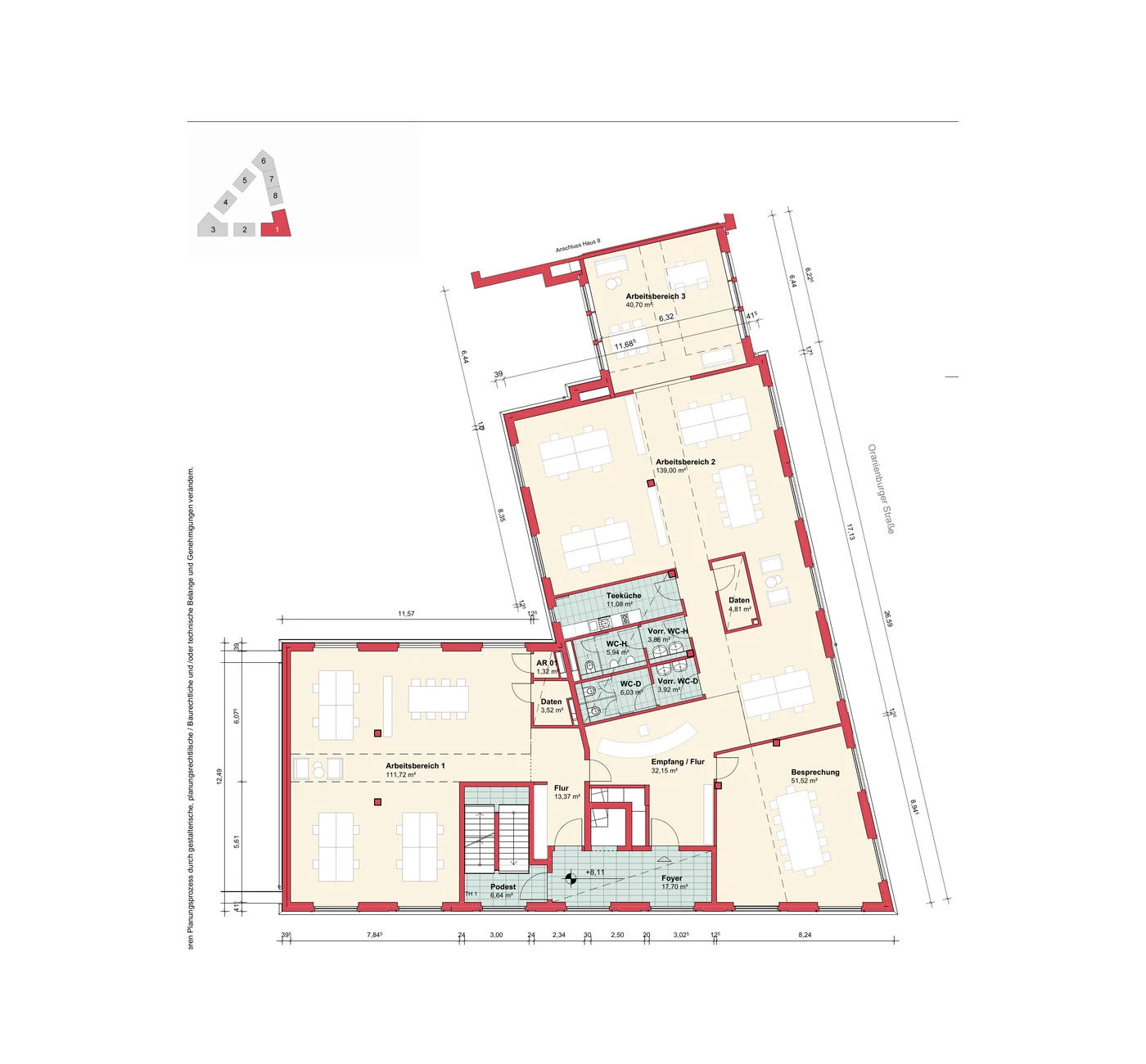 Grundriss 2. Obergeschoss am Wildbergplatz mit Büro- und Arbeitsbereichen